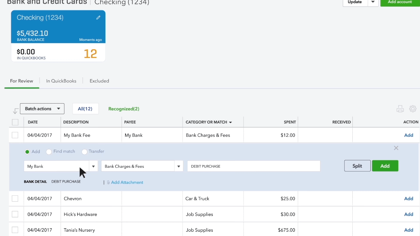 Entering Transactions & changing category