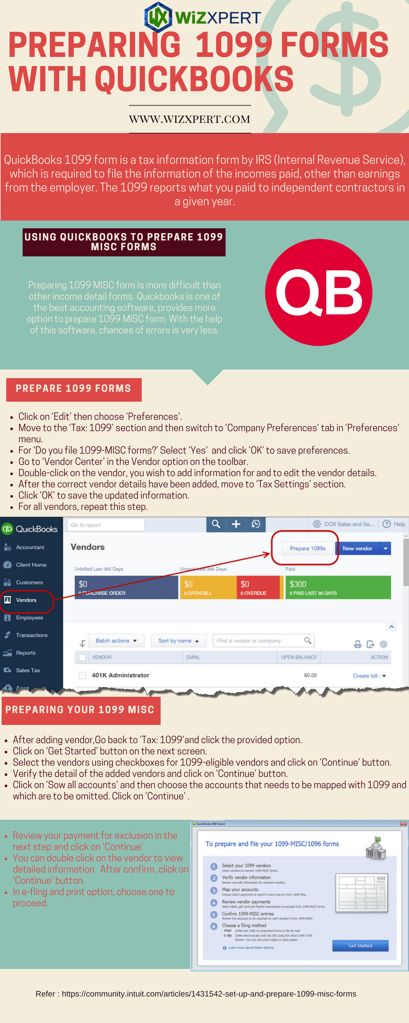 Preparing 1099 Forms with QuickBooks Infographics