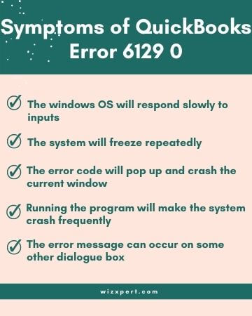 Symptoms of QuickBooks Error 6129 0