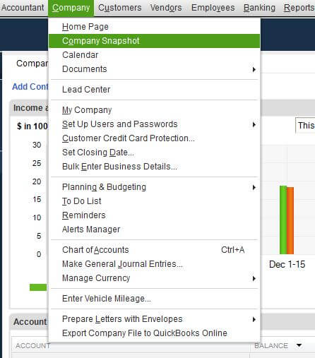 Enter Vehicel Mileage drop-down menu in QuickBooks