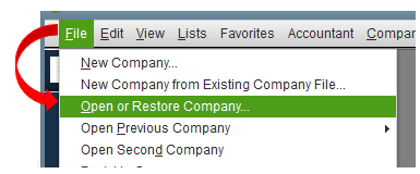 Open or Restore Company File in QuickBooks 