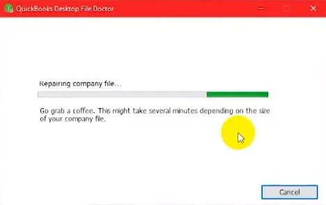 process of repairing company file in QuickBooks