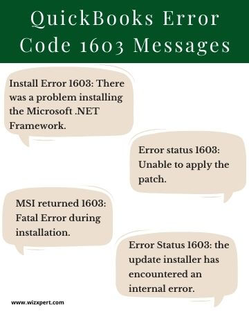 QuickBooks error code 1603 messages 