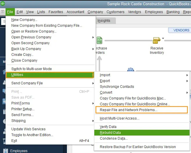 Repair file and network issue