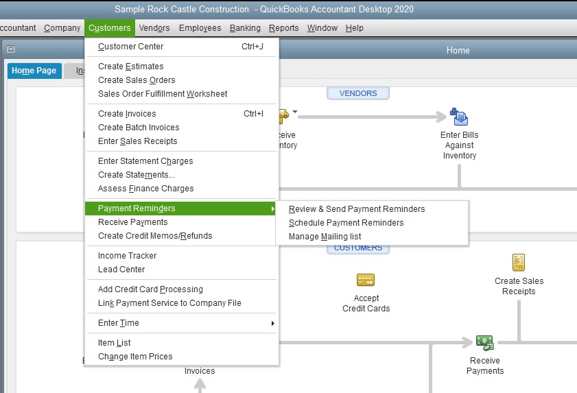 QuickBooks Desktop Invoice Reminders