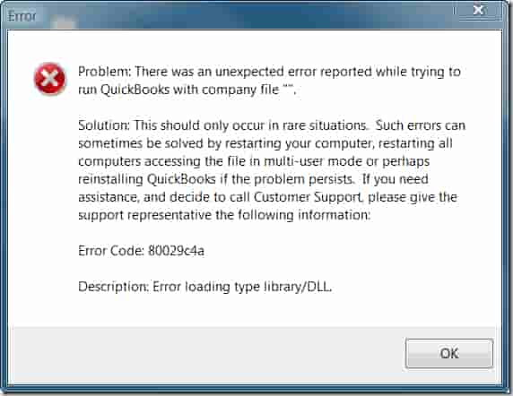 QuickBooks Error Code 80029c4a