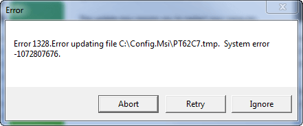 QUICKBOOKS UPDATE ERROR 1328 message