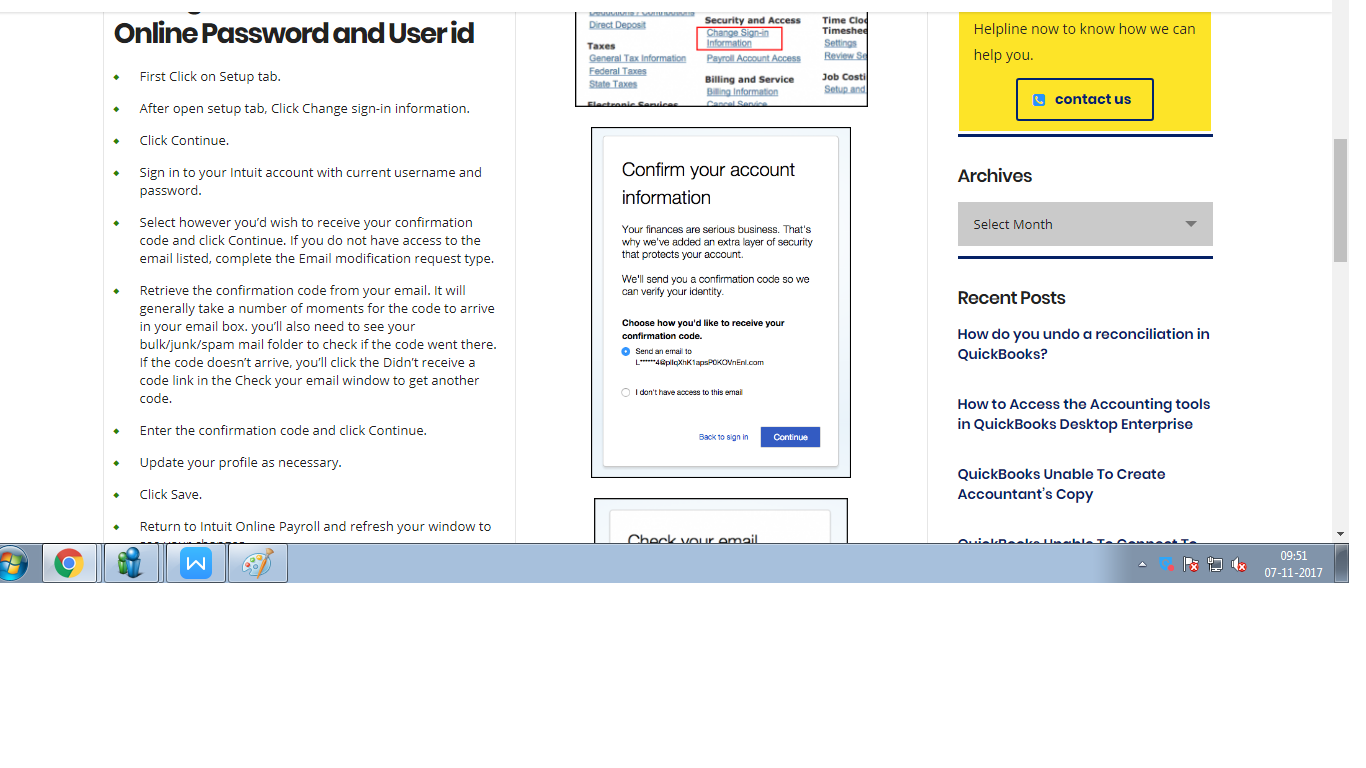 How to change QuickBooks Online Password and User id?