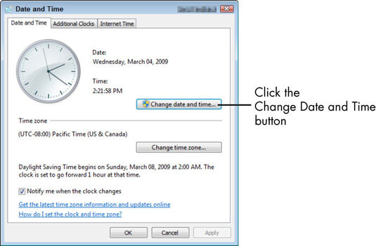 Change Date and Time on computer