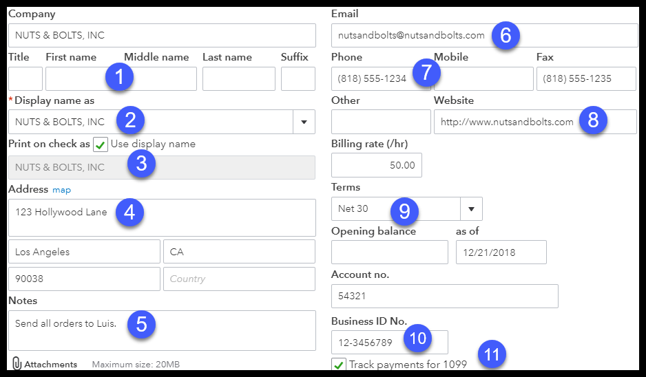 Set up Vendors in QuickBooks Online