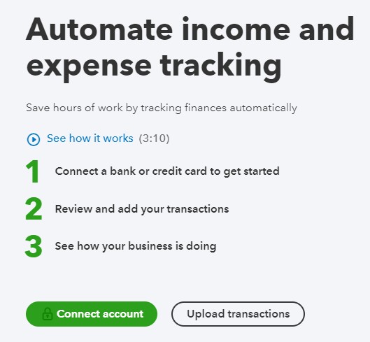 Instruction to connect bank account in QuickBooks Online