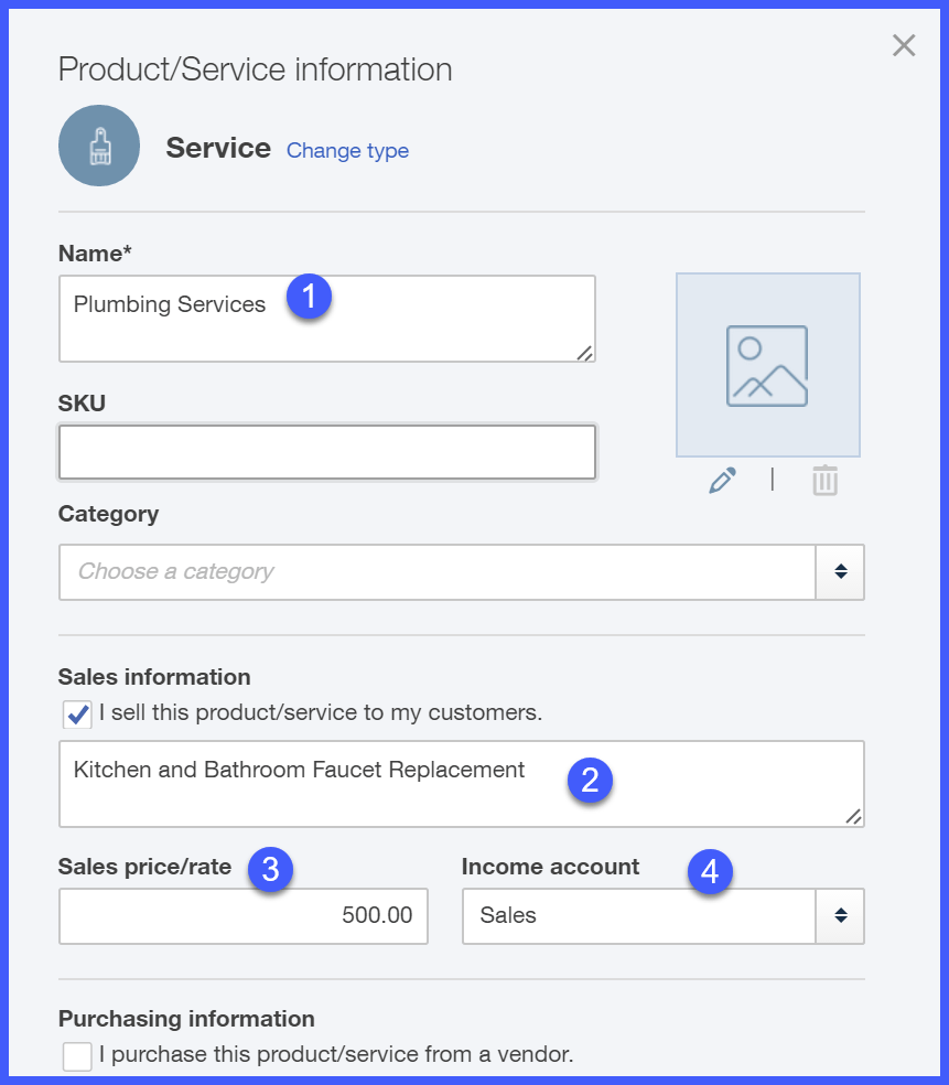 Setting up a Service Item 