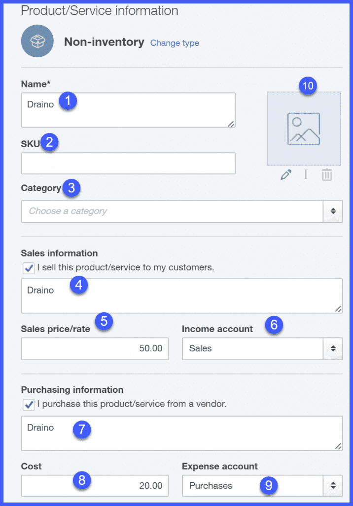 Setting up a Non-Inventory Item