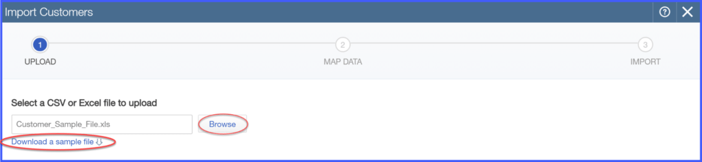 Select the Excel document to import customer data into QuickBooks Online