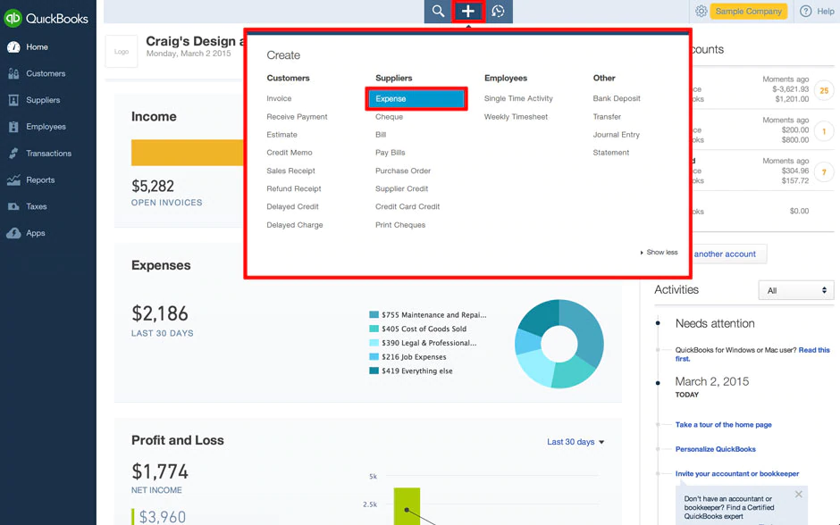 how to enter expenses in QuickBooks