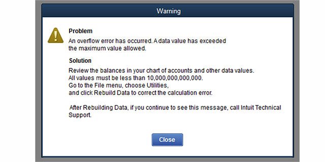 QuickBooks Overflow Error