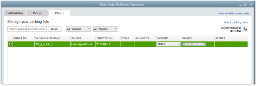 Sales Order Fulfillment Worksheet Pack Tab