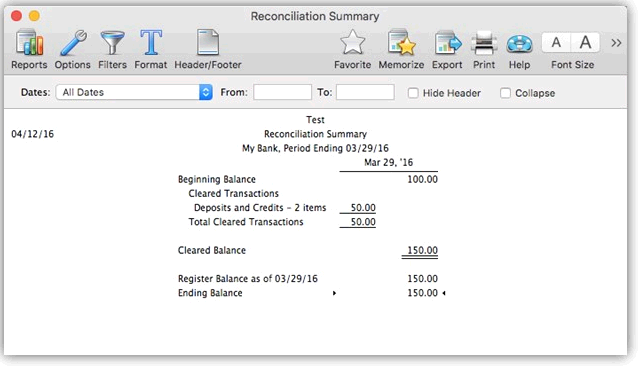 final Reconciliation report