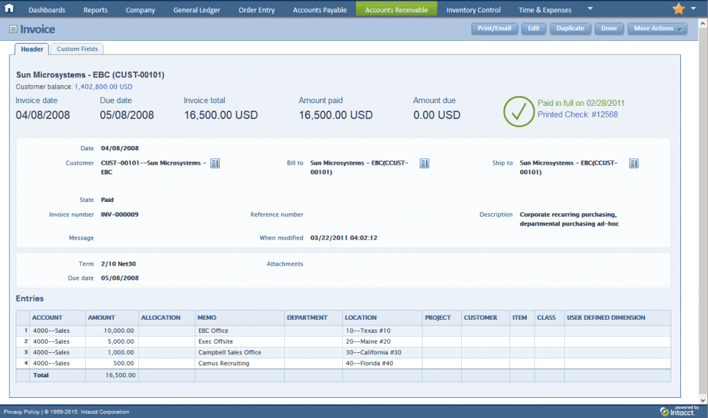 Sage Intact Dashboard