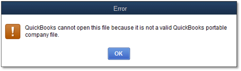 Cannot open QuickBooks Portable company file