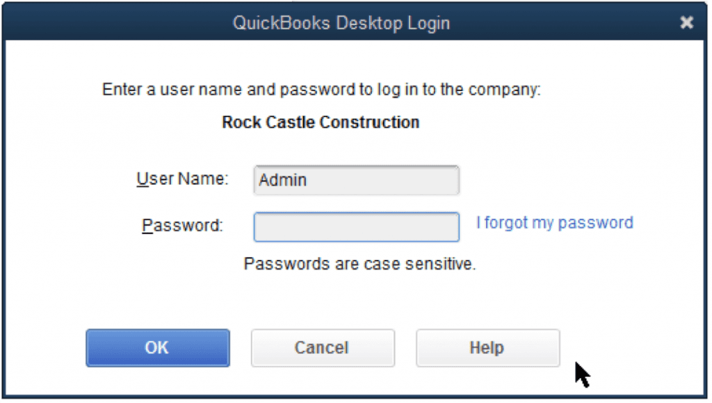 reset change QuickBooks admin password