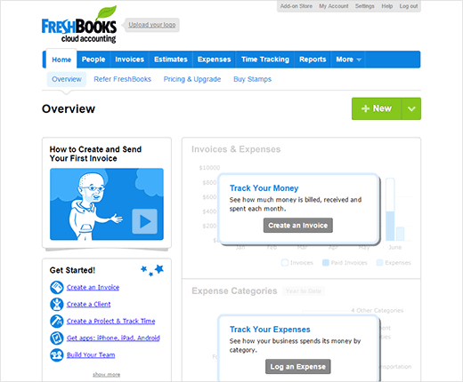 freshbooks dashboard; quickbooks alternative