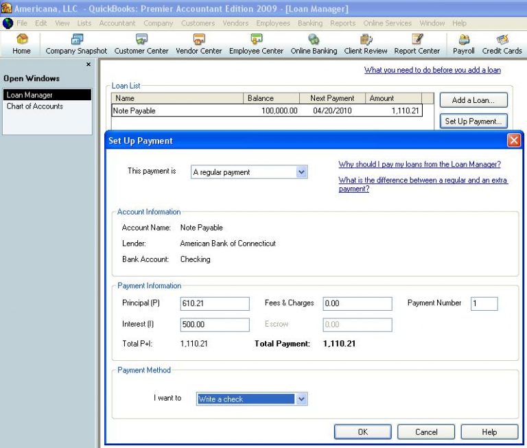 QuickBooks Loan Manager Record a loan payment in QBs