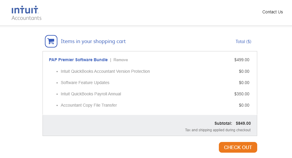 Intuit Shopping carts for Accountants