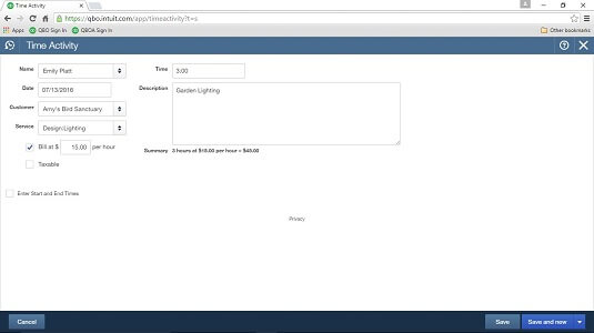 quickbooks online billable time