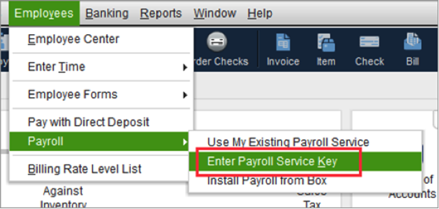 Enter Payroll Service Key