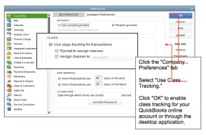 Enable class tracking option in your company profile