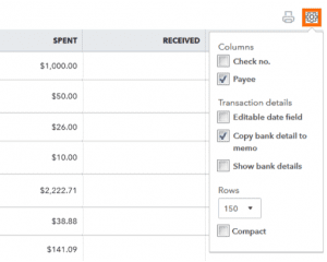 Copy bank Detail to Memo is turned on by default