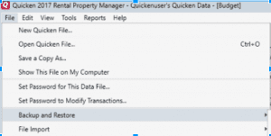 Restore and Backup Quicken data For Windows