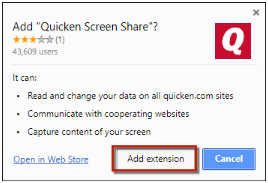 Add extension to add the “Screen Share” extension to your Browser