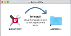 click Quicken utility window and drag the Quicken utility to Application