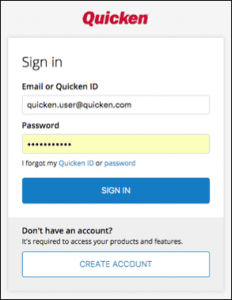 Enter your Quicken Id and Password and click on Sign In