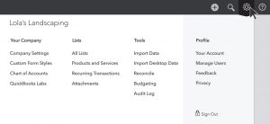 Navigating QuickBooks Gear Menu