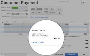 QuickBooks transfer credits