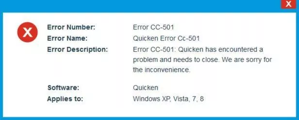 Quicken CC-501 Error