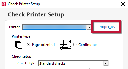 Check Printer Setup