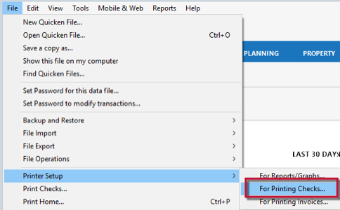 print checks in quicken