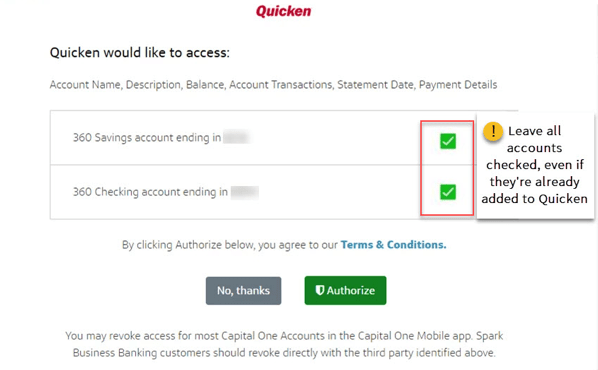 Capital One 360 Login Generate Access Code For Quicken