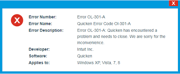 quicken error ol-301-a