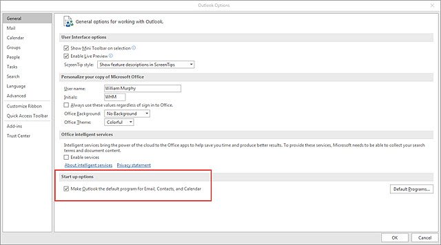 Set Outlook as QuickBooks Default Email client