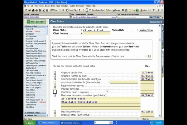 Intuit ProSeries-Client Status