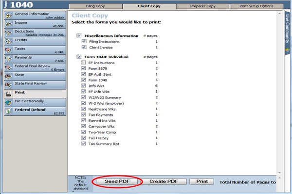 Intuit ProSeries-Password protected PDF