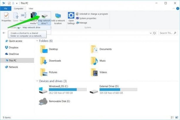 Mapped network drive for easy transfer of files