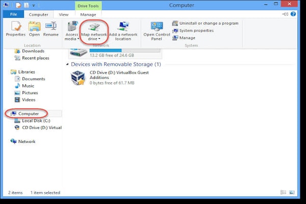 Mapped network drive for easy transfer of files