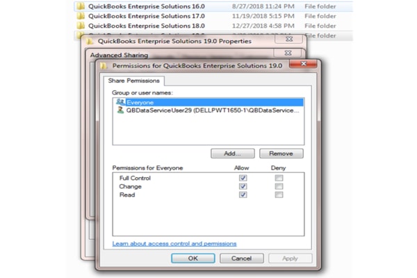 Set folder permission to set up multi-user networking in QuickBooks