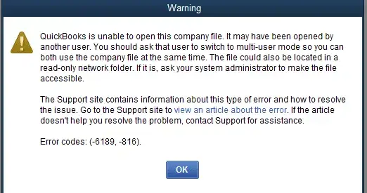 QuickBooks error 6189 warning message